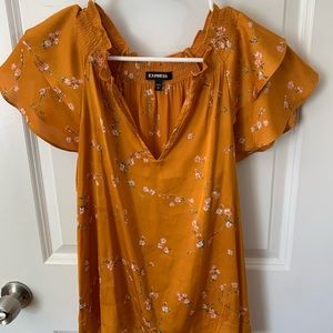 Business casual silky floral blouse